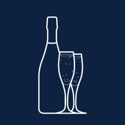  Icona con un bicchiere di champagne con bicchieri Axion